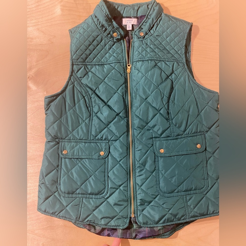 Crown & Ivy Quilted Teal Vest XL (QA)